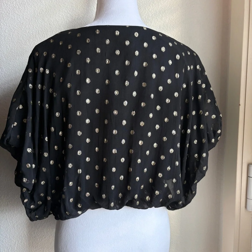 NWT Marea by Liz Joy Mary Top in Black Gold Dot M - Picture 4 of 7